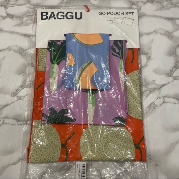 Baggu Go Standard Bag Set of 3 in Japanese Produce Print - Picture 3 of 8